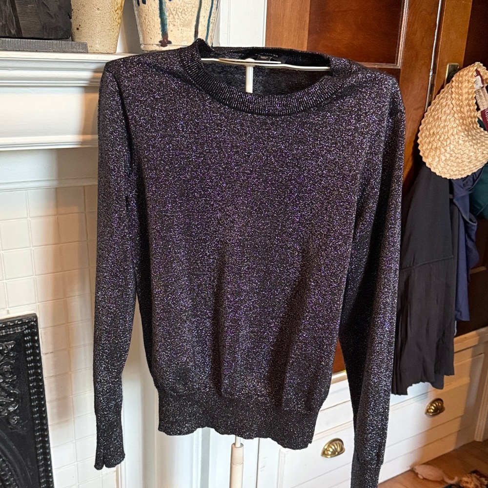 Ann Taylor black Shimmer  crew neck  Sweater- worn once-‎ great shape